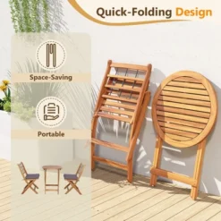 Tangkula 3 Piece Patio Wood Bistro Set Folding Table Chair Set W/Soft Seat Cushions Acacia Wood Frame High-Back Portable Chairs -Beauty house GUEST 86a500b6 6a03 4146 8cb0 f5a8d9dc4850