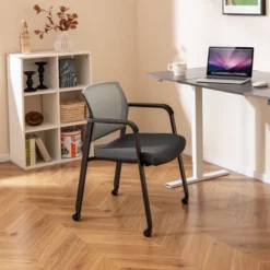 Tangkula 6-Pack Office Conference Chair Set Mesh Guest Reception Stack Chairs With Caster Wheels And Arms Stacking Chair Set -Beauty house GUEST 86cd7dc8 e85a 4960 a6e6 4f47b22b8c9c