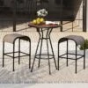 Tangkula 5 PCS Patio Bistro Set Round Table W/ 1.6" Umbrella Hole & 4 Stools Metal Frame