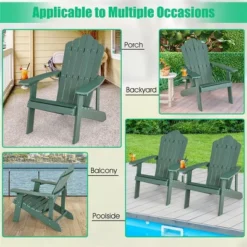 Tangkula 2PCS Patio HIPS Adirondack Chair W/ Cup Holder Weather Resistant 380 LBS Green & Yellow -Beauty house GUEST 8784b2f1 56f7 480e b09f 6e9e16914a01