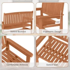 Tangkula 2-Person Patio Loveseat Garden Bench W/Slatted Backrest & Comfortable Armrests -Beauty house GUEST 878d6cd8 7f05 4c63 9780 9b55a8d29d79