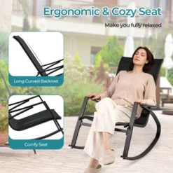 Tangkula 4 PCS Patio Rocking Chairs W/ Ergonomic Backrest Seat Safe Stoppers For Backyard -Beauty house GUEST 87a16b74 b527 479f a810 ba57507a1889