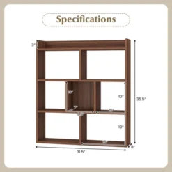 Tangkula 2pcs 7 Cubes Open-back Bookshelf Home Storage Display Shelf Horizontal Wooden Bookcase Free-standing Storage Unit With Anti-Toppling Devices Floor Organizer Rack For Bedroom Study Living Room Walnut / White -Beauty house GUEST 87c738b6 0ee4 49e9 b937 94a93eb2f47e