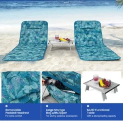 Tangkula 3PCS Folding Beach Mat Set Adjustable Beach Lounge Chair & Side Table Set -Beauty house GUEST 881934de 9820 4e21 93ac f145ad4964f5