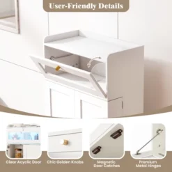 Tangkula Kitchen Pantry Cabinet Power Outlet & APP Control LED Lights Acrylic Flip Door -Beauty house GUEST 88294288 e594 4a85 a8c9 48259c11920b