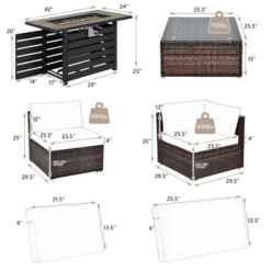 Tangkula 7PCS Patio Rattan Furniture Set 42" Fire Pit Table W/ Cover Cushioned -Beauty house GUEST 8876e387 1dfd 4484 8914 d10e5d433182