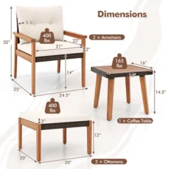 Tangkula 5 Pieces PE Rattan Patio Conversation Set Wicker Chairs With Square Coffee Table Ottomans & Soft Cushions -Beauty house GUEST 8916d8cb e8b6 498a a09c c9cdd7f12ebf