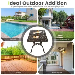 Tangkula 59" Patio Rectangle Dining Table Outdoor Cast Aluminum Table W/ Umbrella Hole -Beauty house GUEST 8960fe72 3a03 4cfe 803a c92af34f5be3