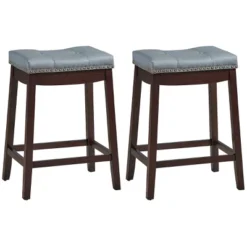 Tangkula 4 PCS Saddle Bar Stools Backless Nailhead Counter Stool With Grey Cushions White/Coffee -Beauty house GUEST 8963b1b0 0d0e 4a46 b8ea a44ade8e524c
