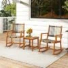 Tangkula 3 Pieces Rocking Bistro Set PE Rattan Front Porch Chairs W/ Coffee Table -Beauty house GUEST 89934dff e5e8 4d9a b2a7 38e4410d44e4