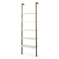 Tangkula 2PCS 5-Tier Ladder Shelf Wood Wall Mounted Display Bookshelf Metal Frame -Beauty house GUEST 8a62bdb1 5b20 41ec b9f3 c028e8388f0a