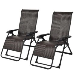 Tangkula 2-Piece Patio Rattan Wicker Recliner Chair Zero Gravity Folding Chaise Lounger -Beauty house GUEST 8a70ea47 1cbf 499d 916a 70413180d34f