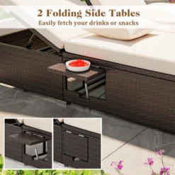 Tangkula Patio Double Chaise Lounge 6 Position Adjustable Wicker Recliner Bed With Cushions & Folding Side Trays 16 Tangkula Patio Double Chaise Lounge 6 Position Adjustable Wicker Recliner Bed With Cushions & Folding Side Trays -Beauty house GUEST 8a8ca208 2e45 41db b23a adf8272e0672
