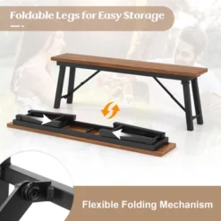 Tangkula Outdoor Folding Bench Set Of 2 55 Inches Long 2-3 Person Acacia Wood Backless Patio Dining Bench -Beauty house GUEST 8ab75f80 507c 4f6c 8639 2012a392f6a9