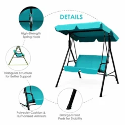 Tangkula Blue Outdoor Swing Canopy Patio Swing Chair 2-Person Canopy Hammock -Beauty house GUEST 8ac0e7a8 1a51 4681 8396 666e4a486f6f