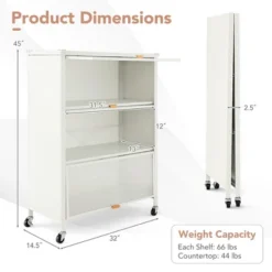 Tangkula 4-Tier Kitchen Bakers Rack Microwave Stand W/ Flip Doors Universal Wheels White -Beauty house GUEST 8ac21567 0a5a 4c5b b916 ee26d8f53022