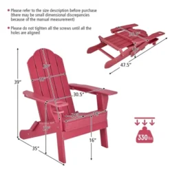 Tangkula 2PCS Patio Folding Adirondack Chair Weather Resistant Cup Holder Yard Red -Beauty house GUEST 8ac452e4 aea0 4bfa a159 2b18d8617e69