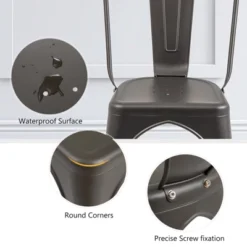 Tangkula Tolix Style Metal Dining Chairs Set Of 4 W/ Removable Backrest For Dining Room -Beauty house GUEST 8af8db19 a95d 46dc 8b33 3909b9fbc916