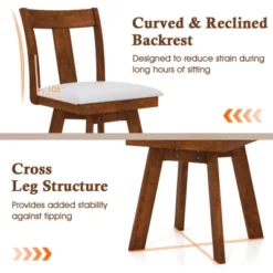 Tangkula Swivel Dining Chairs Set Of 4 Dining Room Chairs W/ Rubber Wood Frame -Beauty house GUEST 8b011c36 bfba 4232 bd58 f2114007a2a7