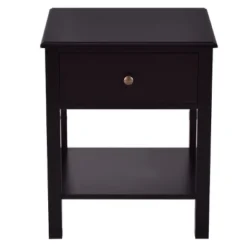 Tangkula End Table Nightstand W/Drawer & Shelf Bedroom Living Room Furniture Black/Brown/White -Beauty house GUEST 8b2ab886 5de2 407c a622 687b0129cd5d