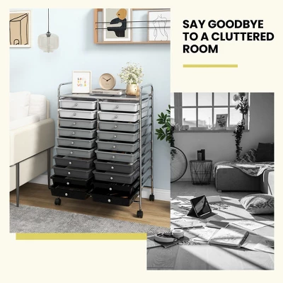 Tangkula Office Rolling Cart 20 Storage Drawers Scrapbook Paper Studio Organizer Gray 8 Tangkula Office Rolling Cart 20 Storage Drawers Scrapbook Paper Studio Organizer Gray - Image 6