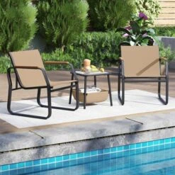 Tangkula 3-Piece Bistro Set Patio Chairs & Side Table W/ Storage Basket Breathable Mesh Fabric -Beauty house GUEST 8cb562d5 3d02 4b86 a1e1 133e8c842377