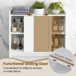 Tangkula Over The Toilet Cabinet Space-saving Bathroom Storage Organizer W/ Sliding Door -Beauty house GUEST 8d531d0c b03f 4358 bad1 a9f719c8d26f
