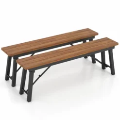 Tangkula Outdoor Folding Bench Set Of 2 55 Inches Long 2-3 Person Acacia Wood Backless Patio Dining Bench -Beauty house GUEST 8d7165c3 8c67 409b a938 11d95e752157
