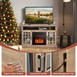 Tangkula 48" TV Stand Console Cabinet W/ Fireplace Entertainment Center For Living Room -Beauty house GUEST 8dd5d61a 8ce5 4402 af27 0325f05f3cbe