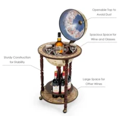 Tangkula 17" Wood Globe Bar Stand 16th Century Italian Rack Drinks Bottle Shelf Cart -Beauty house GUEST 8ddfb350 d85f 4f8a 968b bf556a2eeb22