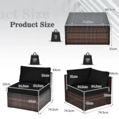 Tangkula 6PCS Wicker Patio Sectional Conversation Furniture Set With Coffee Table & Seat Cushions Navy/Black/Turquoise/Red -Beauty house GUEST 8dec6267 04ee 4628 b02d b1121f4c932a