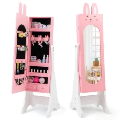 Tangkula Kids Jewelry Armoire Cabinet Free-Standing Full Length Mirror With Storage And 4 Tilt Angles -Beauty house GUEST 8e0887bb 3bff 47e1 9d94 fde2b4b7bbf1