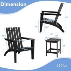 Tangkula 3PCS Patio Adirondack Chair Side Table Set Solid Wood Garden Deck Bistro Set Classic Furniture -Beauty house GUEST 8e101953 78b5 4901 af95 06870451f3b8
