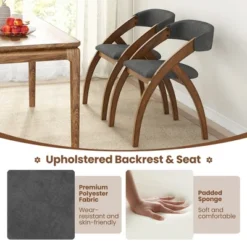 Tangkula Dining Chair Set Of 4 W/ Padded Cushion Curved Back Arched Rubber Wood Legs -Beauty house GUEST 8e603fef 02a3 428c 98f2 08df8065ecf6