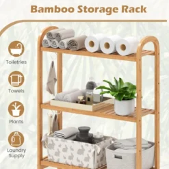 Tangkula Bamboo Over The Toilet Storage Shelf W/3-tier Open Shelf Adjustable Shelves -Beauty house GUEST 8e84ecc9 8f0f 42a1 95b1 7dcd1db59c8f