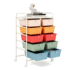 Tangkula 10-Drawer Rolling Storage Cart Tools Scrapbook Paper Organizer On Wheels Macaron -Beauty house GUEST 8e9e3219 a8ce 47e0 8b89 50a1ed466b06