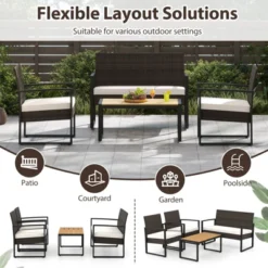 Tangkula Set Of 8 PE Rattan Patio Conversation Set Outdoor Porch Chairs Loveseat With Coffee Table And Soft Cushions Metal Frame -Beauty house GUEST 8ea2ee1b 069c 4677 8b4e a0633b357344 1