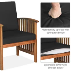 Tangkula 4PCS Patio Acacia Wood Sofa Set Conversation Couch Coffee Table With Cushions -Beauty house GUEST 8eacc82a a708 4d67 b5d2 91e498cd079d