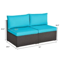 Tangkula 2PCS Patio Wicker Rattan Sectional Armless Chair Sofa W/ Turquoise Cushion -Beauty house GUEST 8ebbfdbb 5f9f 4d73 9f72 4b7bac4cdfa9