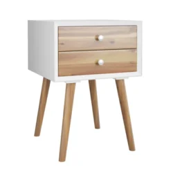 Tangkula Wooden Nightstand With 2 Storage Drawers Accent End Side Table For Bedroom&Living Room -Beauty house GUEST 8f08a5c7 dacc 49cd b23c c9c269c72468
