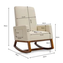 Tangkula Mid Century Rocking Chair Comfortable Rocker Modern High Back Armchair Beige -Beauty house GUEST 8f411664 8413 4dba 8e9e afd976f74149