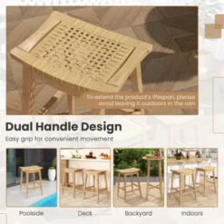 Tangkula 3 Piece Patio Bar Set Round Cocktail Table W/ 2 Rattan Saddle Stools -Beauty house GUEST 8f8f56f8 cbb3 4abe bc9e c756069bbd0c