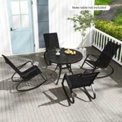 Tangkula 4 PCS Patio Rocking Chairs W/ Ergonomic Backrest Seat Safe Stoppers For Backyard -Beauty house GUEST 90189125 7499 46c0 974d 7c000f554740