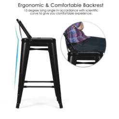 Tangkula Set Of 4 Metal Bar Stools 24" Industrial Chair Low Back Black -Beauty house GUEST 9057936b 72c3 47cb 918d 3d7a496ed202