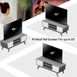 Tangkula Mid Century TV Stand For TVs Up To 55" Media Console Table Sliding Door -Beauty house GUEST 90794f1b 667e 4fb6 87c6 e8140c6e7aba