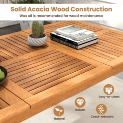Tangkula Outdoor Acacia Wood Dining Table For 6 People 67” X 35” Rectangular Patio Bistro Table With Built-in Umbrella Hole Picnic Table For Porch -Beauty house GUEST 9097dc56 4af9 4434 8274 23c483207f6b