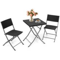 Tangkula 3PCS Patio Bistro Set Folding Wicker Chairs & Table Outdoor Patio Furniture Set -Beauty house GUEST 90a6b2d4 dfcb 4c1e bb91 5eb598d87e04