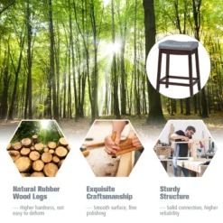 Tangkula 4 PCS Saddle Bar Stools Backless Nailhead Counter Stool With Grey Cushions White/Coffee -Beauty house GUEST 9150a529 ea52 4324 8cb9 c2d107dbedad