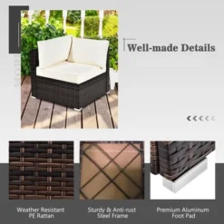 Tangkula 7PCS Patio Rattan Furniture Set 42" Fire Pit Table W/ Cover Cushioned -Beauty house GUEST 91688e7a 50e4 4ef1 8381 a70f0382fa6a