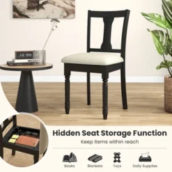 Tangkula Set Of 4 Upholstered Wooden Dining Chair W/ Seat Storage Space -Beauty house GUEST 918dd562 a8b0 4892 aa2e 04f58a1fef33